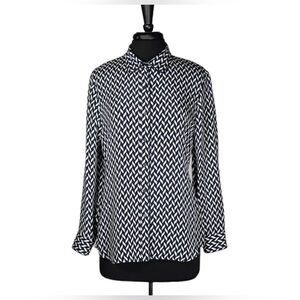 Women’s — Theory — Silk Blouse — Size, S — Color, Navy & White — Like New